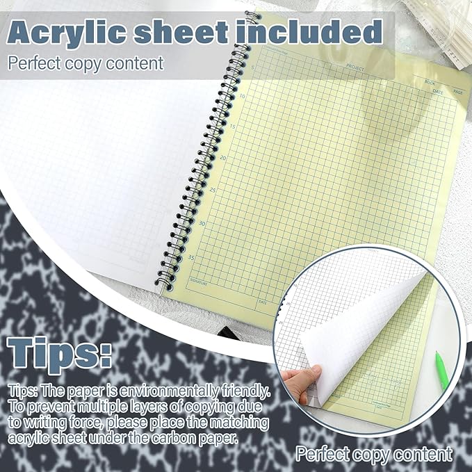 Affrolling 1 Pack Carbonless Lab Notebook Carbon Copy 8.5'' x 11'' 25 Sets of - Image 5