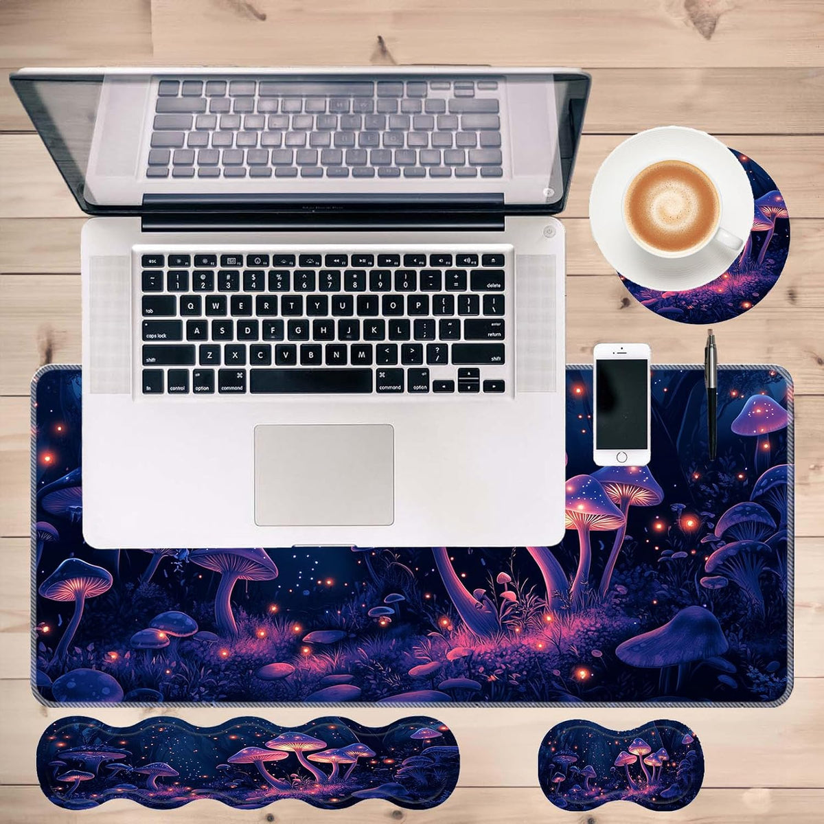 Keyboard Mouse Pad Set,Large Desk Pad+Keyboard Wrist Rest+Mouse Wrist Support...