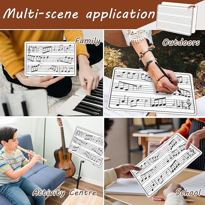 10 Pack Double Sided Music Staff Whiteboard -9''x12'' Keyboard Whiteboard - Image 3