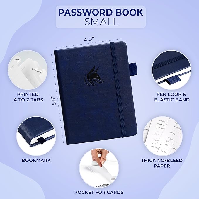Clever Fox Password Book with alphabetical tabs. Internet Address Organizer - Image 2