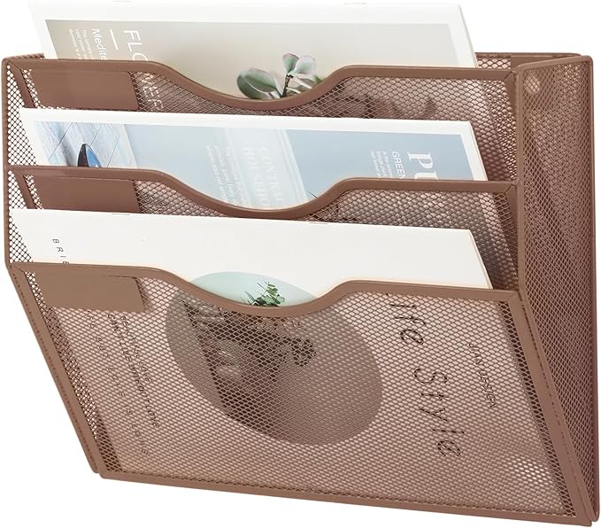 EASEPRES 3 Pocket Mesh Hanging Wall File Organizer, Wall Mounted Mail Paper - Image 7