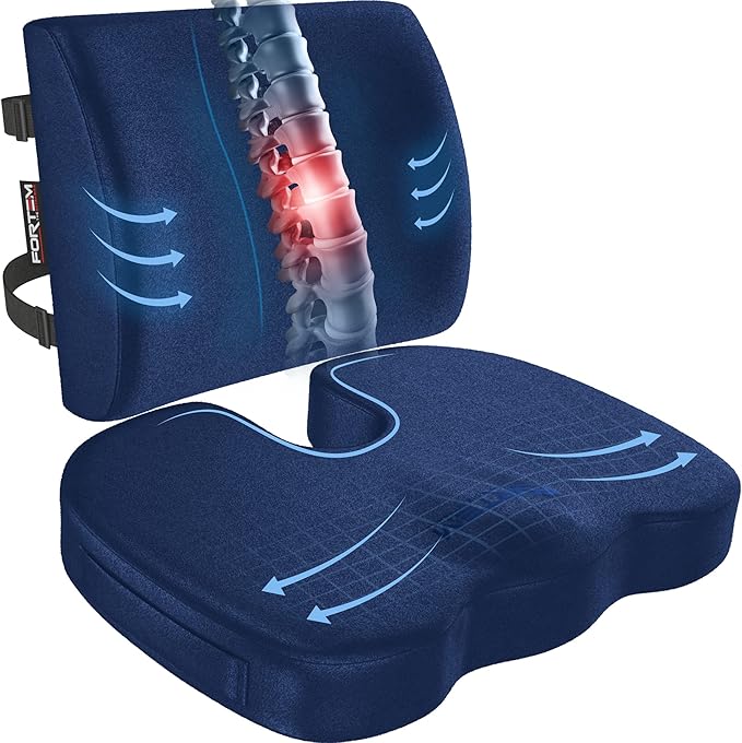 FORTEM Seat Cushion, Office Chair Cushion, Lumbar Support Pillow by FORTEM