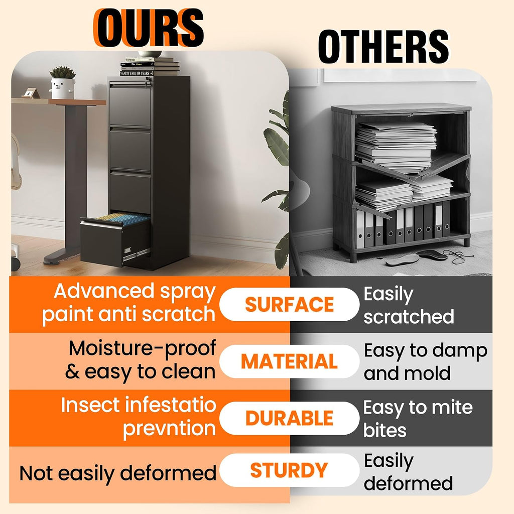 4 drawer file cabinet with lock,vertical filing storage, package contents