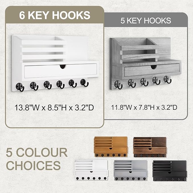 Lucundm Key Holder Wall Mount, Mail Holder - Image 5