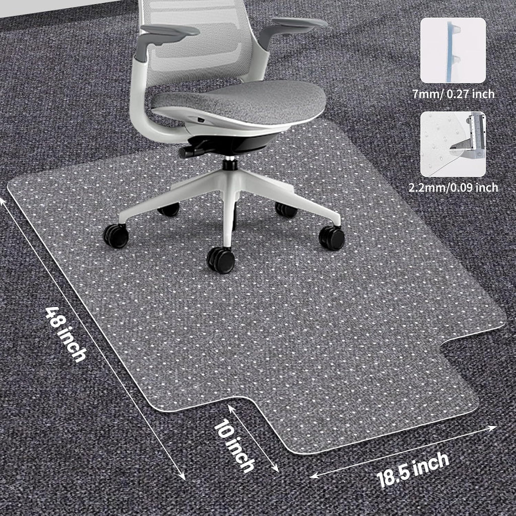 Clear Office Chair Mat for Carpet - 36"x48" Heavy-Duty Protection for Low Pile Carpets - Not Suitable for Hardwood Floors