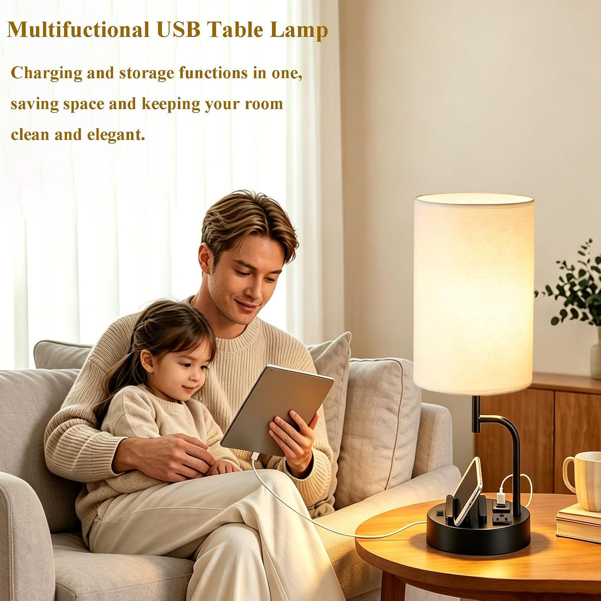 dreamholder 2 pack table lamp, bedside lamp with on a desk or shelf