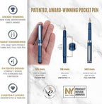 Scriveiner Luxury EDC Fountain Pen, Stunning Matt Blue Pocket Pen, Chrome Finish - Image 4
