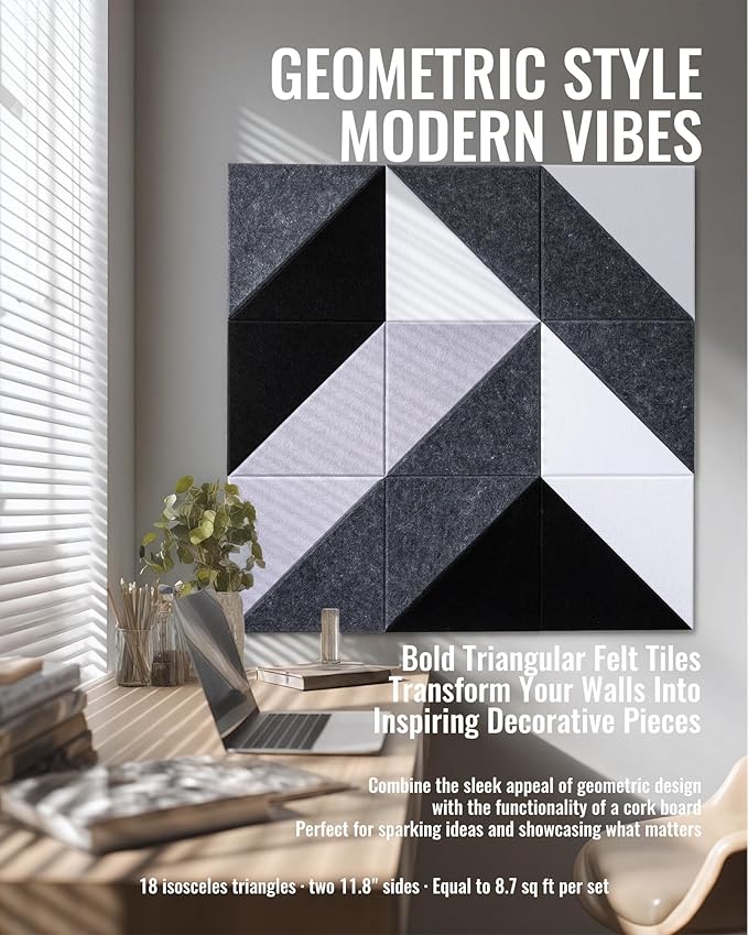 PebblingQ Felt Wall Tiles Bulletin Board, Modular Decorative Panels - Image 2