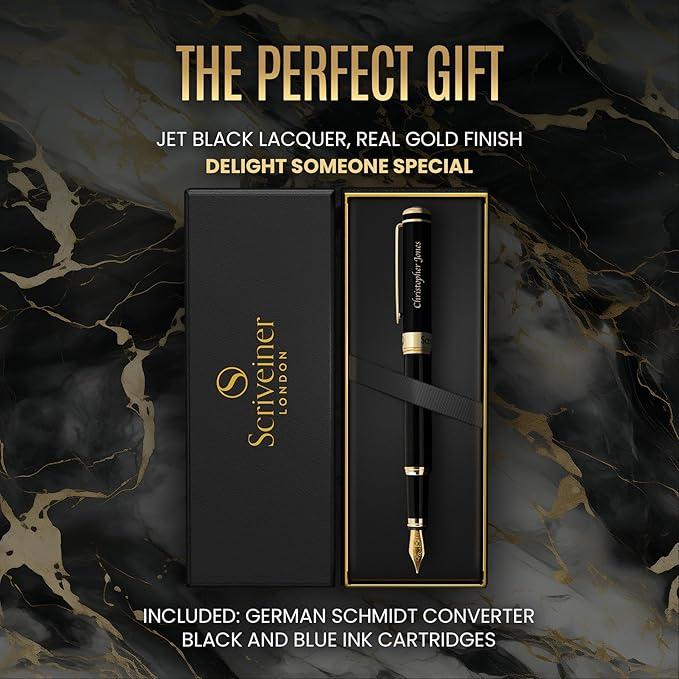 Scriveiner Personalized Black Fountain Pen - Image 7