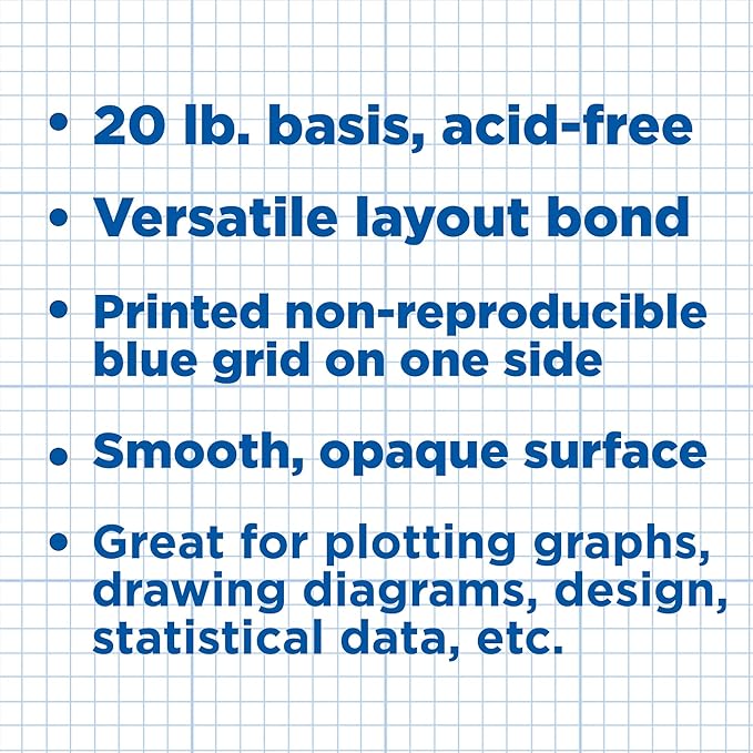 ALVIN Cross Section Graph Paper Pad 50 Sheets 17" x 22" Model 1422-12 Acid-Free - Image 3