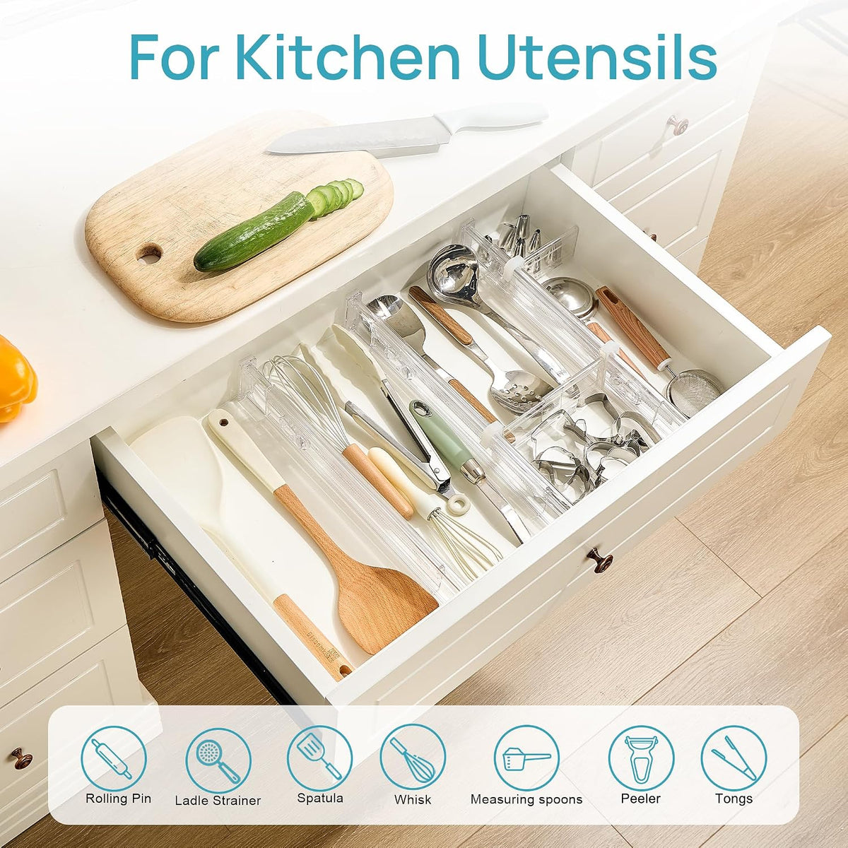 Vtopmart 2.36" Drawer Dividers with Expandable Inserts, 12.8"-22.3&...