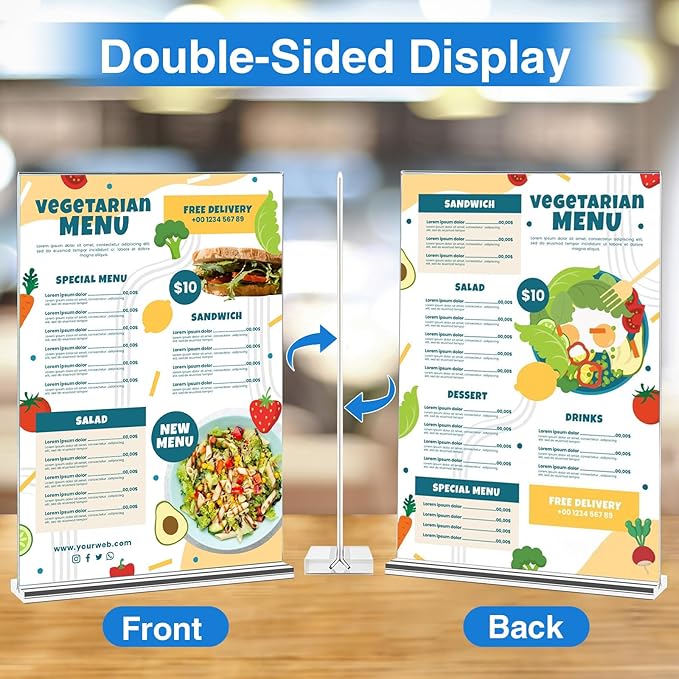 Daofary Acrylic Sign Holder 5 x 7 Inches 6 Pack, Double-Sided Stand up Table - Image 3