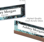 ARTBLOX | Office Personalized Name Plate Green Marble Design On Clear Acrylic - Image 4