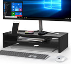 BONTEC Wood Monitor Stand Riser, 2-Tier Desktop Organizer