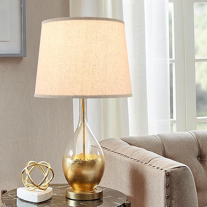 Beige Fabric Lamp Shade Set of 2 Medium Lamp Shades-11"×13"×10" Inch, - Image 9