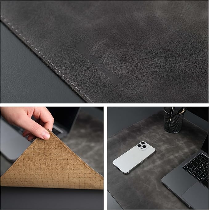 TORONATA Jersey Genuine Calfskin Leather Desk Pad, Office Desk Mat - Image 6