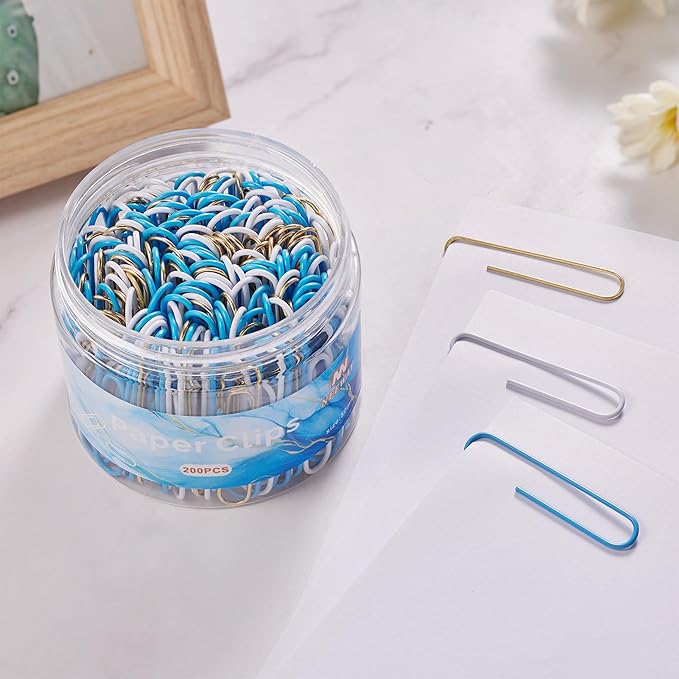 NEEWAY 200pcs Large Blue Paper Clips, 2 Inch Jumbo Paper Clip, Ceative Colored - Image 5