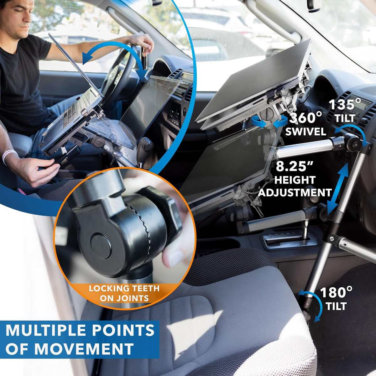 Mount-It! Car Laptop Mount for Truck, No-Drill with Stabilizer, 17" Laptops