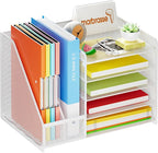 Marbrasse Desk Organizer with File Holder, 5-Tier Paper Letter Tray, Mesh Desk - Image 2