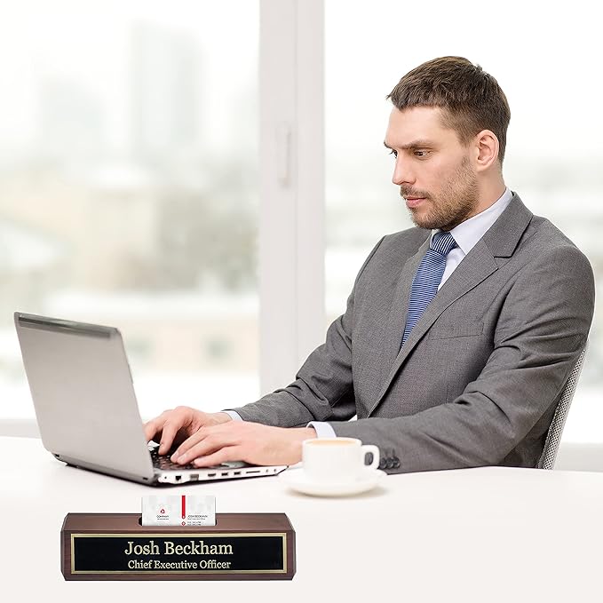Business Wood Name Plate for Desk | Custom Desk Name Plate Personalized Gift - Image 6