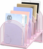OUTIOE 5-Section Desk File Organizer, Metal Mesh Folder Organizer by OUTIOE