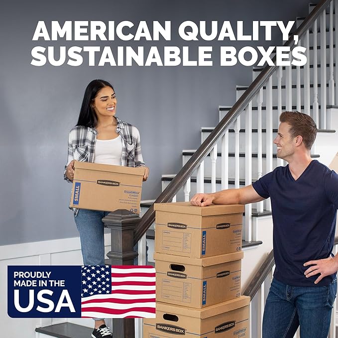 Bankers Box Small Classic Moving Box 10 Pack, Reinforced Handles, Tape-Free - Image 6