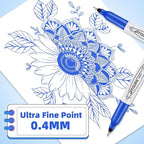 Blue Ultra Fine Point Permanent Markers, 18 Pack, 0.4 mm, Precision Extra Fine - Image 3