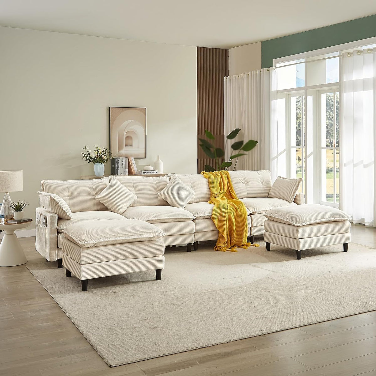Match Ottoman Only for Cloud Modular Sectional Couch Sectional, Corduroy Foot...