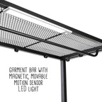honey-can-do garage entryway storage unit with light, hooks, package contents