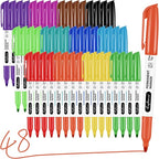 craftinova 12 Color 48 Pack Fine Point Markers, Work on Plastic Metal Wood Glass by Craftinova