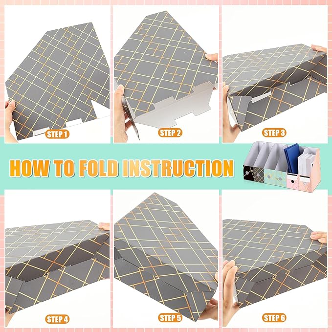 PerKoop 6 Pcs Magazine File Holder Foldable Decorative Cardboard File Folders 6 - Image 4