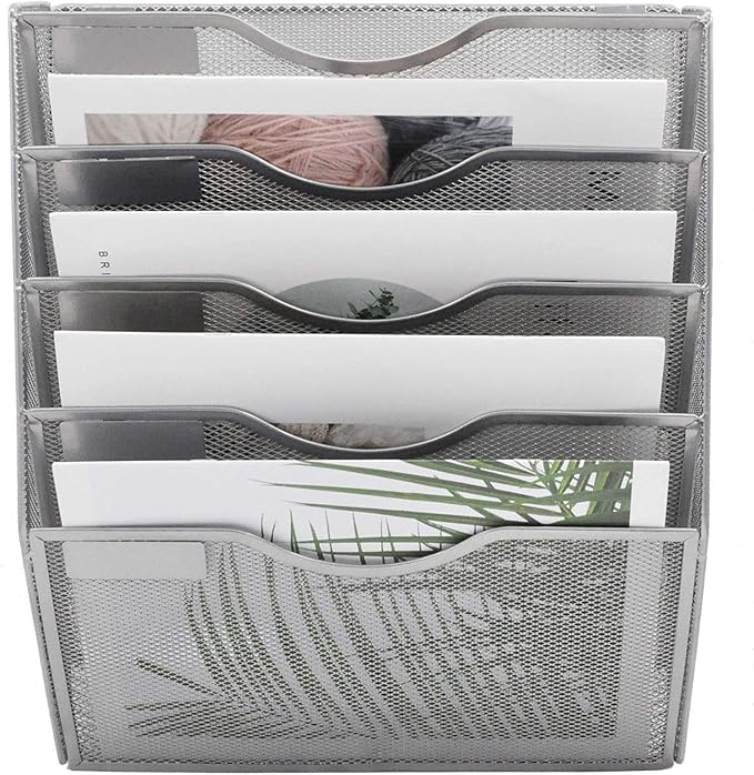 EASEPRES 5 Pocket Mesh Hanging Wall File Organizer, Wall Mounted Mail Paper - Image 3