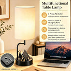 dreamholder 2 pack table lamp, bedside lamp with, close-up detail