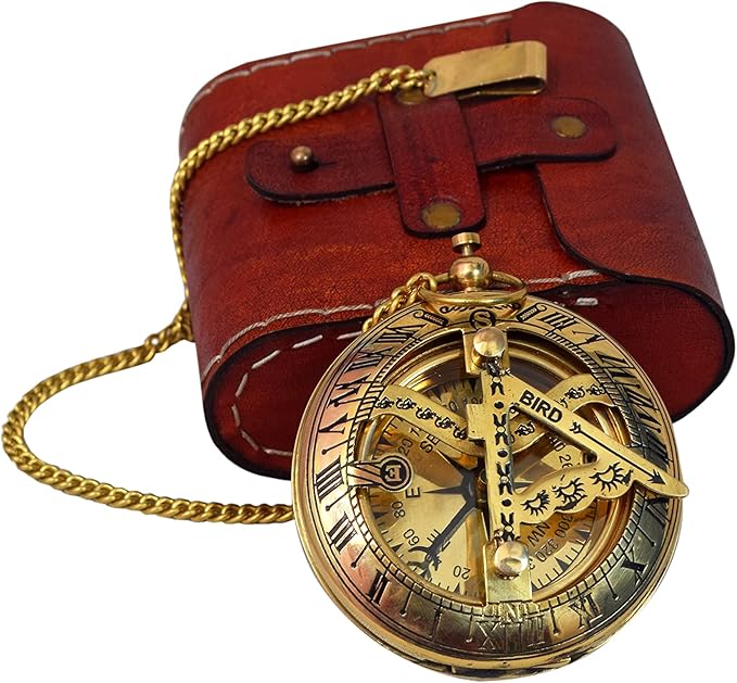 Handcrafted Vintage Brass Sundial Compass – Antique Nautical Sun Clock - Image 2