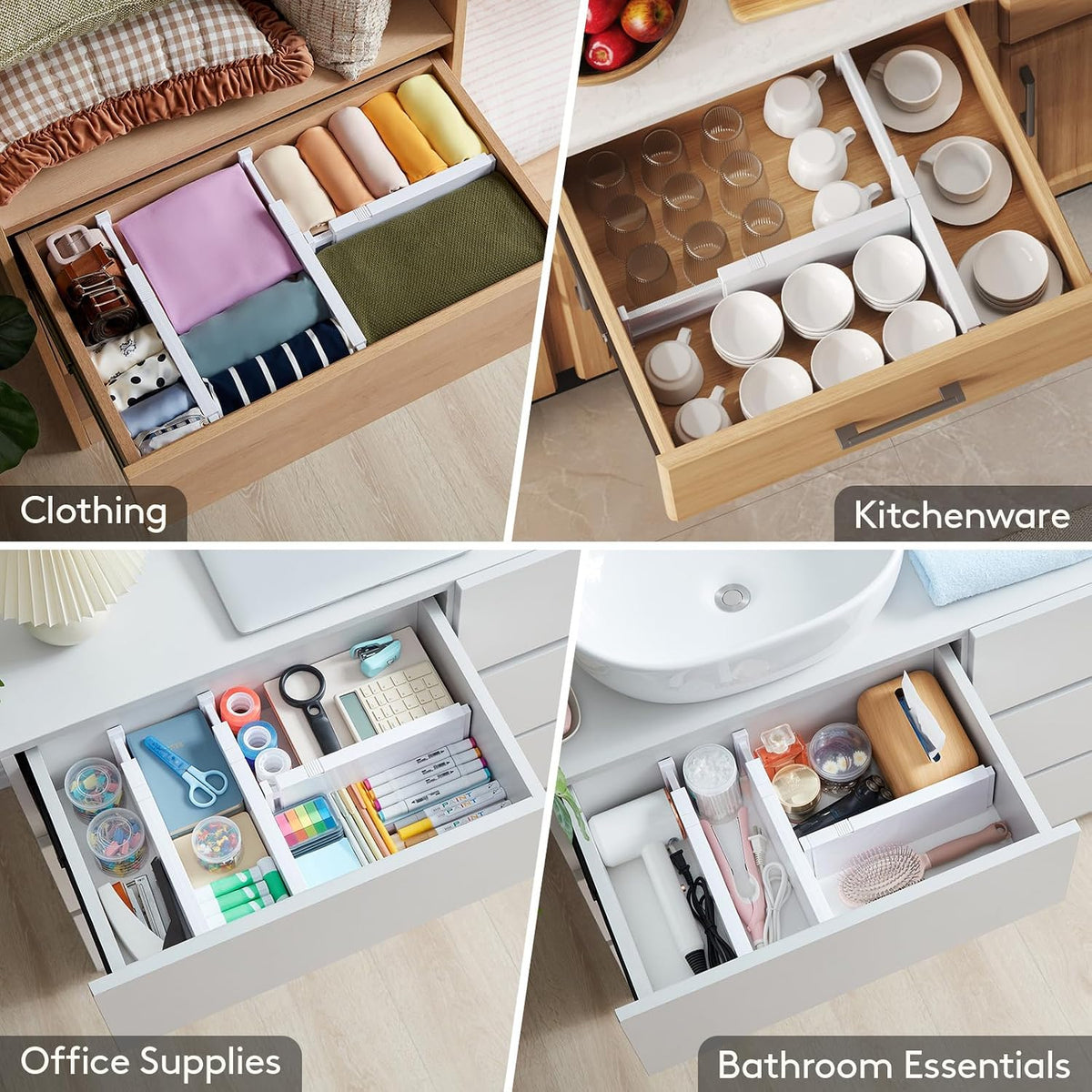 Lifewit 4" High Upgrade Drawer Divider, Adjustable Drawer Organizer Clothes