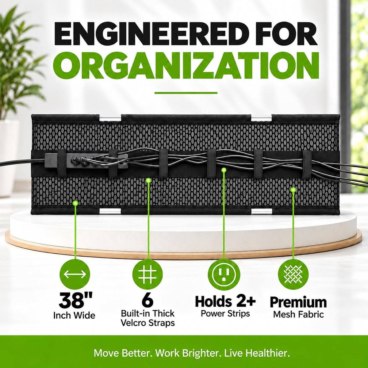 Mesh Cable Management Tray Under Desk Cord Organizer - 38"