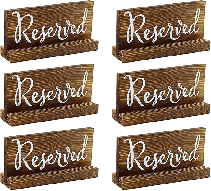 Darware Wooden Reserved Signs for Tables; Rustic Real Table Signs by Darware