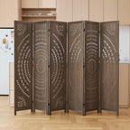 66.9Inch Folding Room Divider, 3 Panels Wood Carved Privacy Screens, Free - Image 7