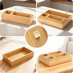 Bamboo Drawer Organizer Set, Junk Drawer Divider and Storage Trays Containers - Image 3