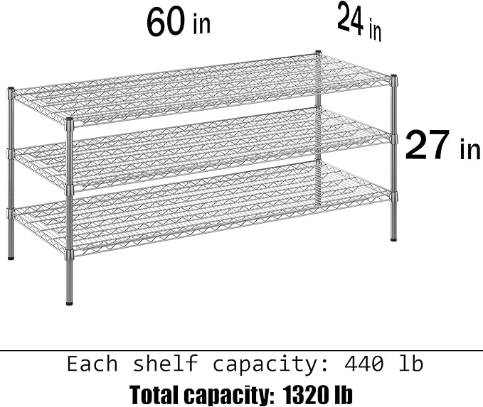 Regal Altair 24" Deep x 60" Wide x 27" Height Wire Shelving Kit | 3-Tier | NSF - Image 3