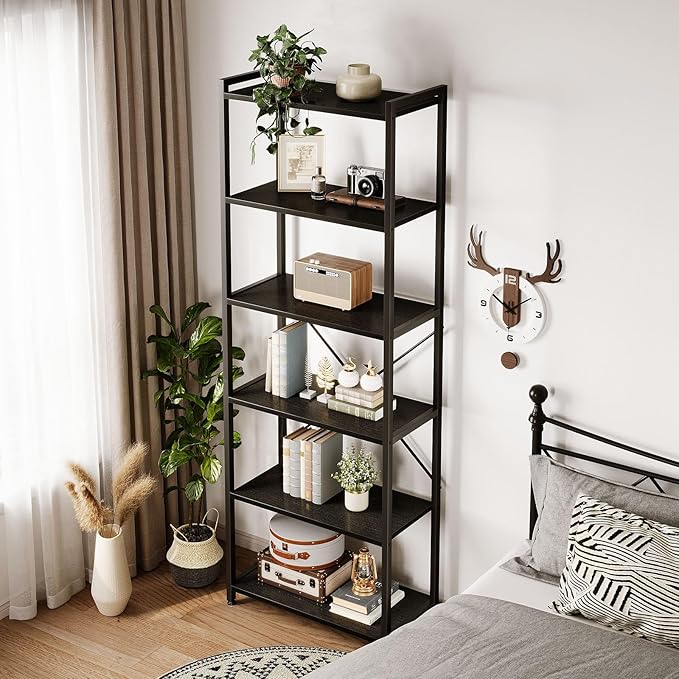 Casaottima Book Shelf, 6 Tier Tall Bookshelf, Modern Wood Bookcase Shelves - Image 8