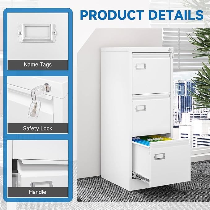 BYNSOE 3 Drawer File Cabinet - Image 9