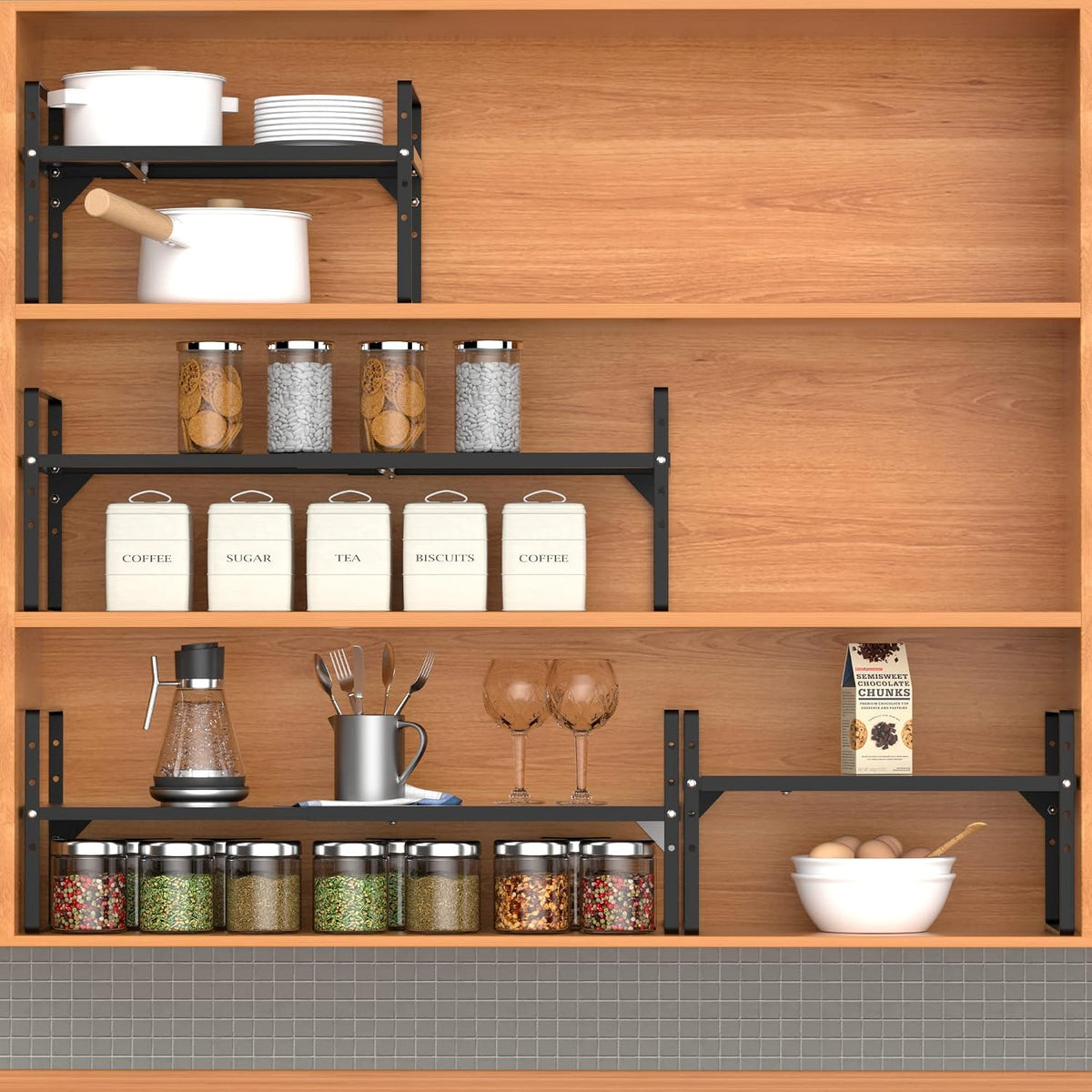 iPEGTOP Expandable Cabinet Storage Shelf Organizer Rack, Heavy Duty Cupboard ...