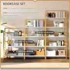 4NM No Assembly 5 Tiers Folding Bookshelf Storage Shelves Vintage Bookcase - Image 5
