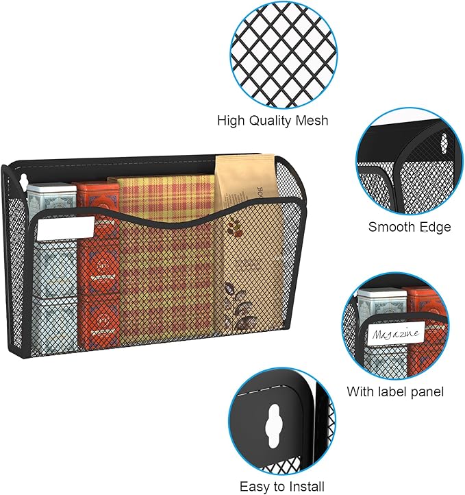 BOHDK Wall File Organizer, Mesh Hanging File Organizer, Home Office - Image 3