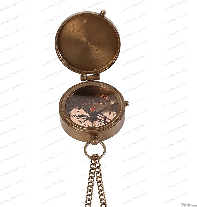 US HANDICRAFTS Brass Camping Compass, Engraved - Image 4