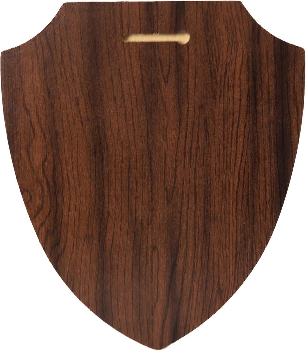 Premium Shield Plaque Wooden Display Multiple Sizes for Engraving, Arts & Crafts | DIY Award Plaque Blanks, Mounting & Display Bases with Easy Hanging Keyhole (Cherry finish, 6 1/8"x 7 3/4")