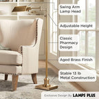 Regency Hill Jenson Traditional Farmhouse Metal Adjustable Pharmacy Floor Lamp - Image 3