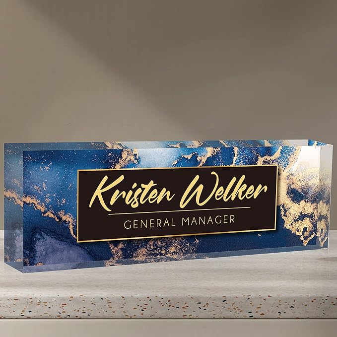 Personalized Name Plate for Desk Custom Acrylic Desk Name Plate Custom Employee by AZUFEMOS