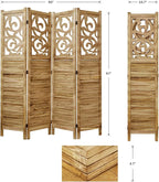 Room Divider Wood Carved Wall Divider Indoor Folding Portable Partition Screen - Image 6